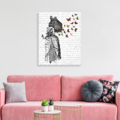 Rabbit en Butterfly Parasol Canvas Afdruk (Insitu (Woonkamer))