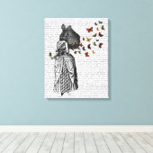 Rabbit en Butterfly Parasol Canvas Afdruk (Insitu (Houten vloer))