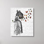 Rabbit en Butterfly Parasol Canvas Afdruk (Voorkant)