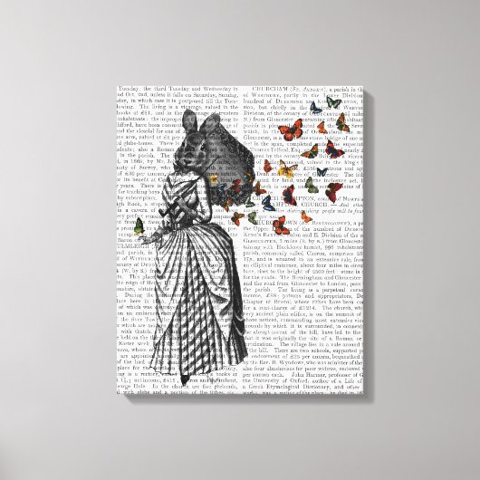 Rabbit en Butterfly Parasol Canvas Afdruk (Voorkant)