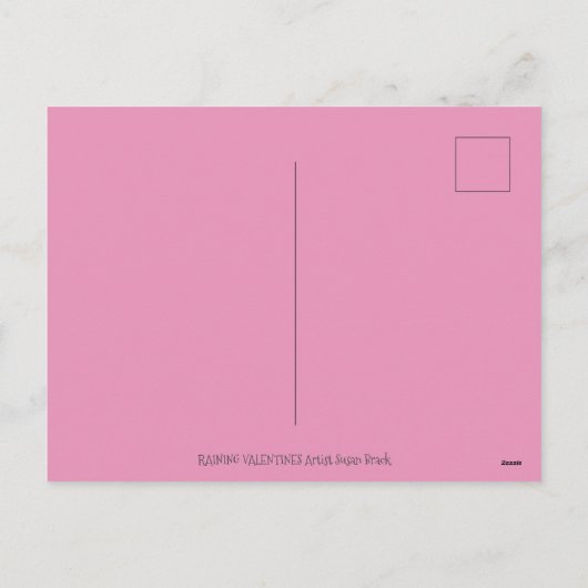 RABBIT EN COLORFUL HEARTS RAINING VALENTIJNSE FEESTDAGENKAART (Achterkant)