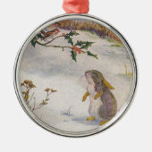 Rabbit en Robin Art Metalen Ornament (Voorkant)