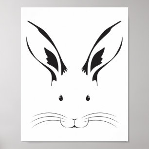 Rabbit Face Silhouette Poster