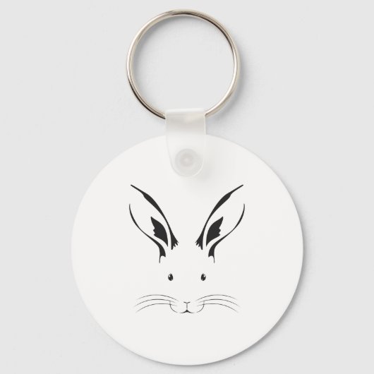 Rabbit Face Silhouette Sleutelhanger (Voorkant)
