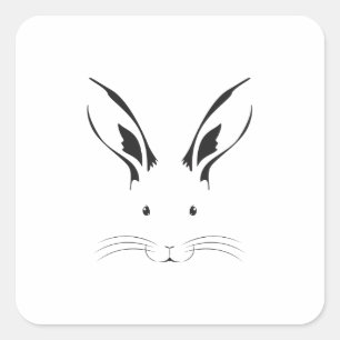 Rabbit Face Silhouette Vierkante Sticker