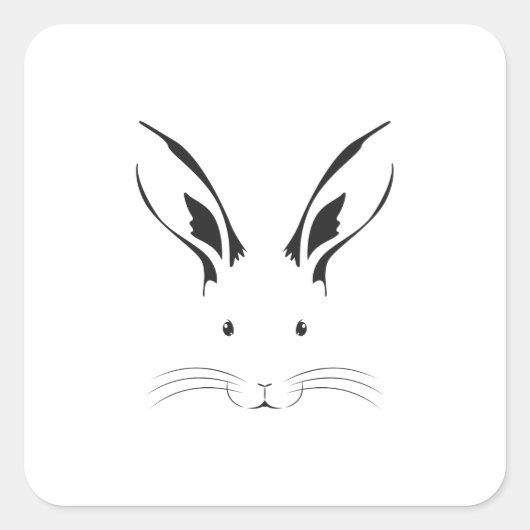 Rabbit Face Silhouette Vierkante Sticker (Voorkant)