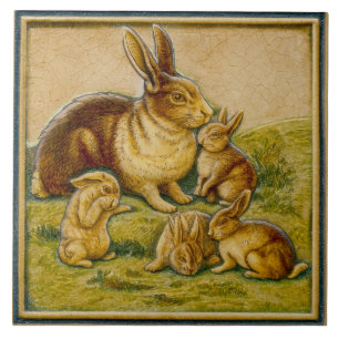 Rabbit Family Design Keramische Tegel Tegeltje