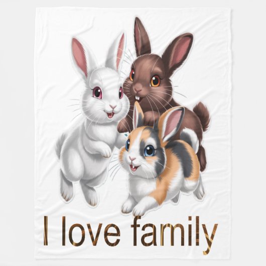 Rabbit family fleece deken (Voorkant)