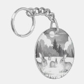 Rabbit Family Ronde Acryl Sleutelhanger (Voorkant Links)