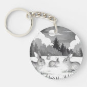 Rabbit Family Ronde Acryl Sleutelhanger (Voorkant)