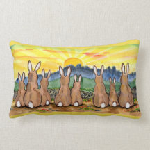 Rabbit Family Sunrise Upbeat Designer Sierkussen