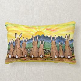 Rabbit Family Sunrise Upbeat Designer Sierkussen Kussen