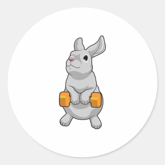Rabbit Fitness Dumbbell Ronde Sticker (Voorkant)