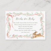 Rabbit Floral Pink Bow Baby Shower Book Request Informatiekaartje (Voorkant)