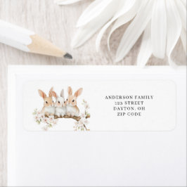 Rabbit Floral Waterverf Easter Return Adres Etiket