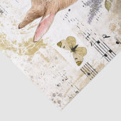 Rabbit Flower Butterfly Music Gold Decoupage Idee Tissuepapier (Detail)