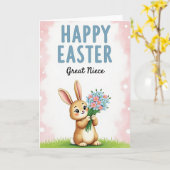 Rabbit Flower Pattern Easter Card Kaart (Gele Bloem)