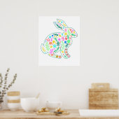 rabbit flower, retro, vintage poster (Keuken)