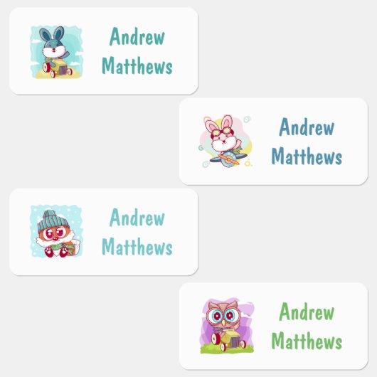 Rabbit Fox Owl Custom Personal Name Labels (Groep)