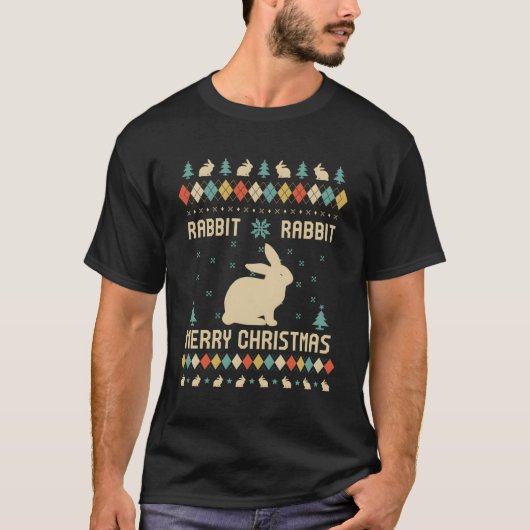 Rabbit Funny Ugly Sweater  Retro voor Christus T-shirt (Voorkant)