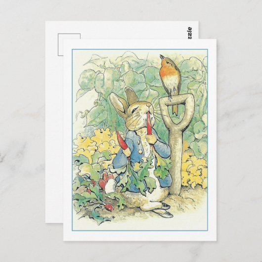 Rabbit Garden Carrots van Beatrix Potter Briefkaar Briefkaart (Voorkant / Achterkant)