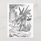 Rabbit Gardener met schoppen en ontwortelde Plante Briefkaart (Voorkant)