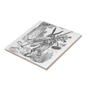 Rabbit Gardener met schoppen en ontwortelde Plante Tegeltje (Zijkant)