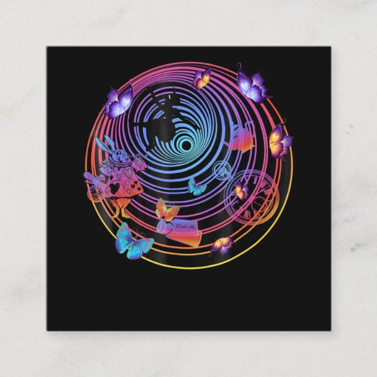 Rabbit Gift | Alice in Wonderland Vierkante Visitekaartje (Voorkant)