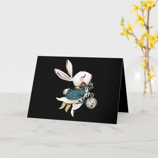 Rabbit Gift | Alice in Wonderland White Rabbit Kaart (Gele Bloem)