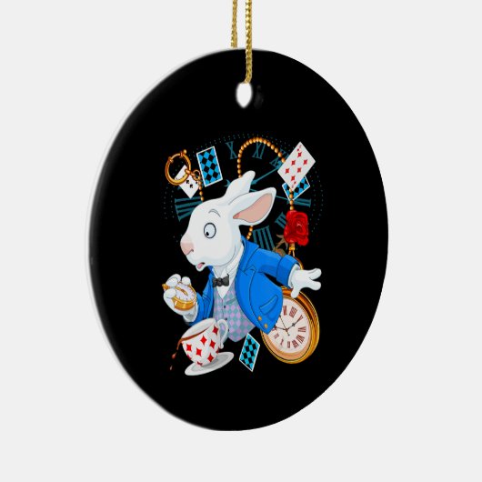 Rabbit Gift Alice In Wonderland - White Rabbit Keramisch Ornament (Rechts)