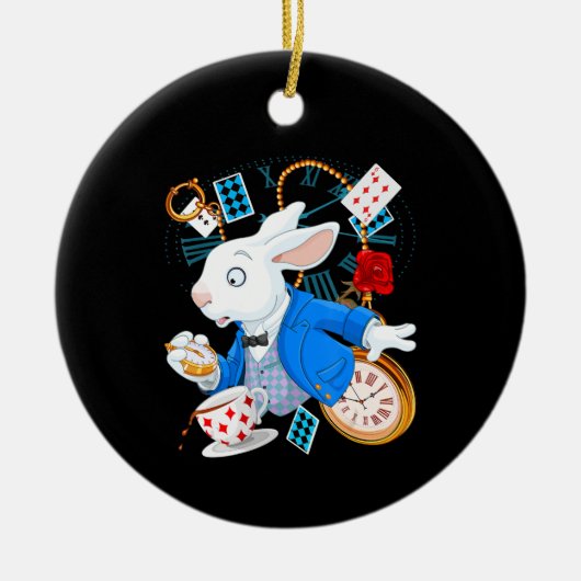 Rabbit Gift Alice In Wonderland - White Rabbit Keramisch Ornament (Voorkant)