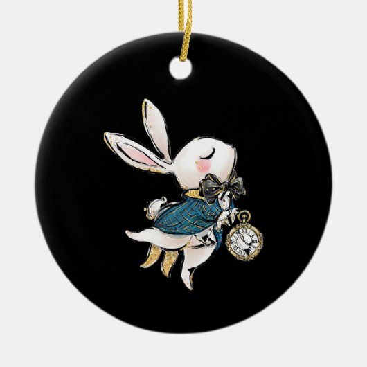 Rabbit Gift | Alice in Wonderland White Rabbit Keramisch Ornament (Voorkant)