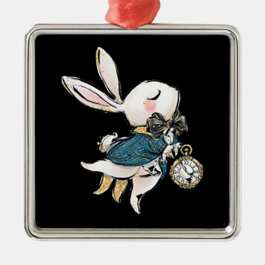 Rabbit Gift | Alice in Wonderland White Rabbit Metalen Ornament (Voorkant)