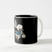 Rabbit Gift | Alice in Wonderland White Rabbit Tweekleurige Koffiemok (Voorkant rechts)