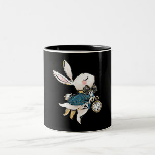 Rabbit Gift   Alice in Wonderland White Rabbit Tweekleurige Koffiemok