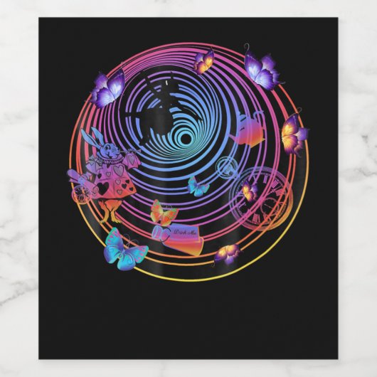 Rabbit Gift | Alice in Wonderland Wijn Etiket (Enkel label)