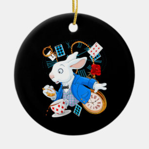 Rabbit Gift Alice in Wonderland - witte konijn Keramisch Ornament