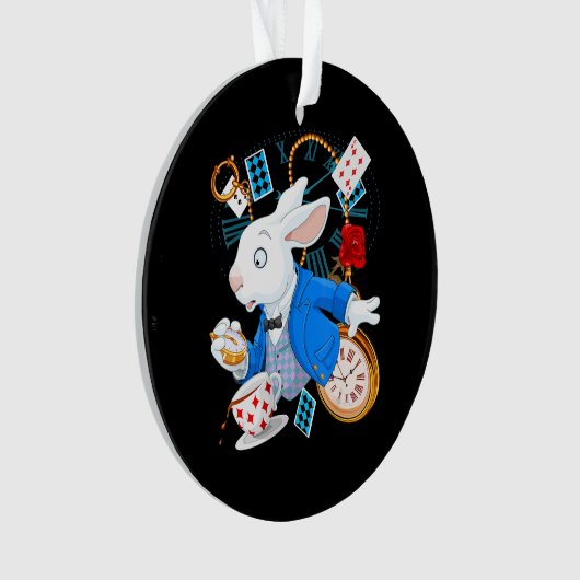 Rabbit Gift | Alice in Wonderland - witte konijn Ornament (voorkant)