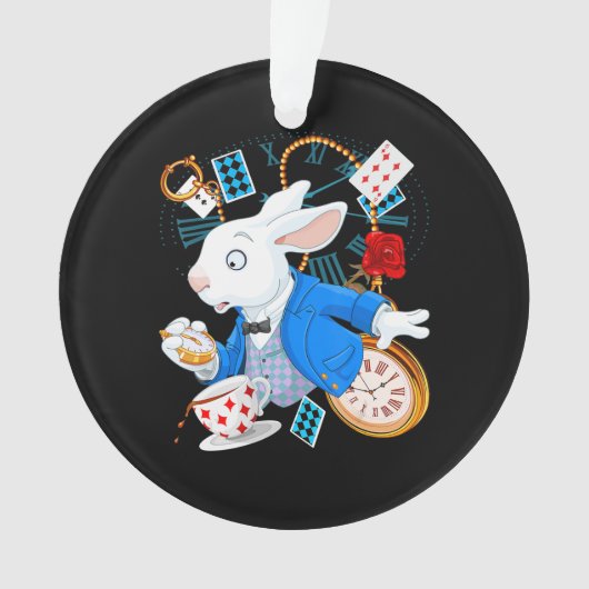 Rabbit Gift | Alice in Wonderland - witte konijn Ornament (voorkant)