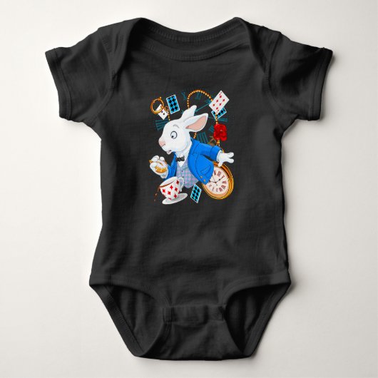 Rabbit Gift | Alice in Wonderland - witte konijn Romper (Voorkant)