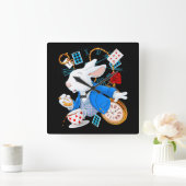 Rabbit Gift | Alice in Wonderland - witte konijn Vierkante Klok (Huis)