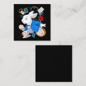 Rabbit Gift | Alice in Wonderland - witte konijn Vierkante Visitekaartje (Voorkant / Achterkant)