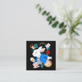Rabbit Gift | Alice in Wonderland - witte konijn Vierkante Visitekaartje (Staand voorkant)