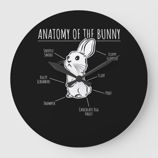Rabbit Gift |Anatomie van Bunny Cute Rabbit Pet Lo Grote Klok (Voorkant)