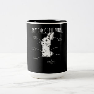 Rabbit Gift  Anatomie van Bunny Cute Rabbit Pet Lo Tweekleurige Koffiemok
