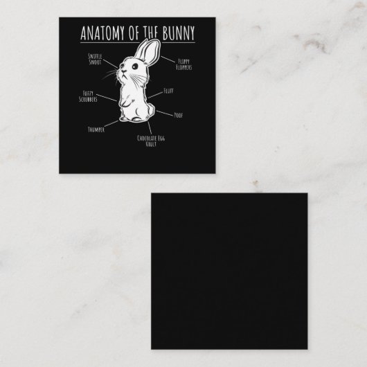 Rabbit Gift |Anatomie van Bunny Cute Rabbit Pet Lo Vierkante Visitekaartje (Voorkant / Achterkant)