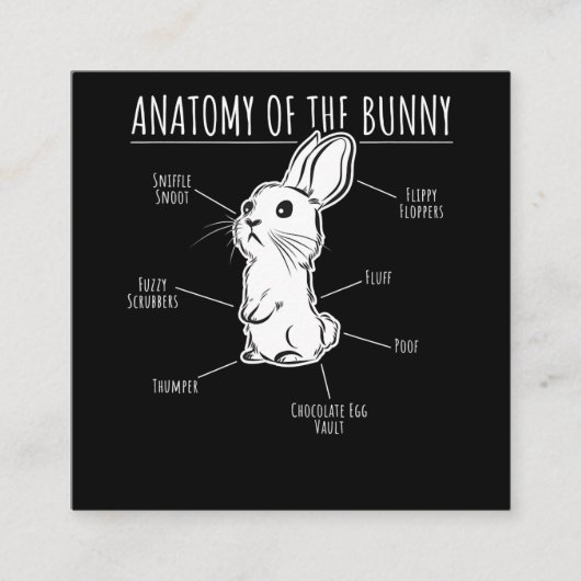 Rabbit Gift |Anatomie van Bunny Cute Rabbit Pet Lo Vierkante Visitekaartje (Voorkant)