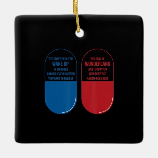Rabbit Gift | Blauwe pil Red Pill Wonderland Rabbi Keramisch Ornament (Voorkant)
