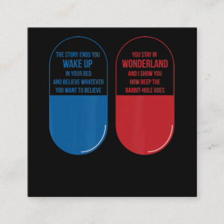 Rabbit Gift | Blauwe pil Red Pill Wonderland Rabbi Vierkante Visitekaartje