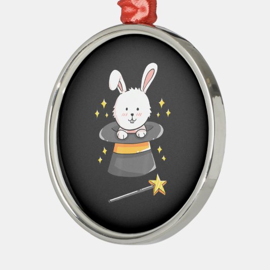 Rabbit Gift|Bunny Magic Wand Magicia Wizard Witch Metalen Ornament (Links)